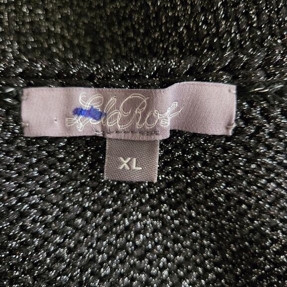 Lela Rose Metallic Black V-Neck Pullover Sweater Size XL Elevated Basic Chic - Picture 8 of 10